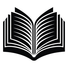 Abstract Black and White Open Book Icon Illustration