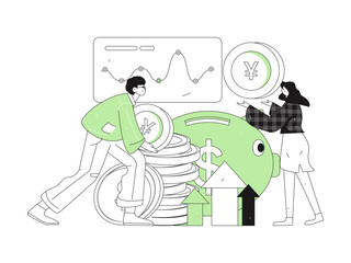 Internet financial management investment flat vector concept operation hand drawn illustration
