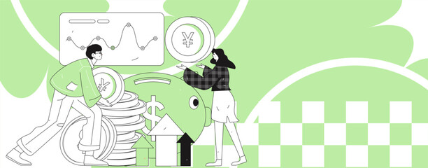 Internet financial management investment flat vector concept operation hand drawn illustration
