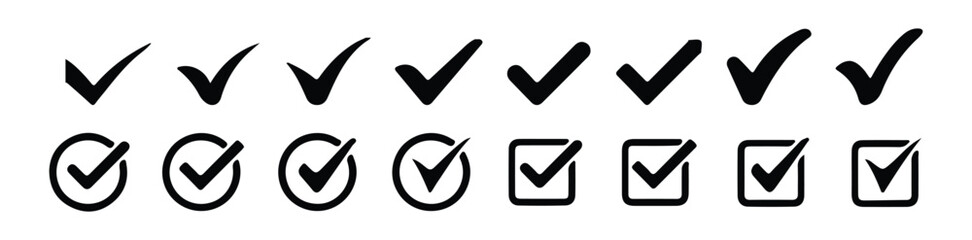 Check mark icons set. Check marks symbol collection.Checklist symbols. Checkbox icons and check marks. Profile verification icons.vector illustration eps 10.