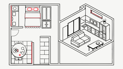 furniture outline top view for plan  set of isolat (1).eps