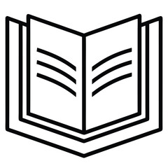 Open Book Icon Black and White Line Art Illustration