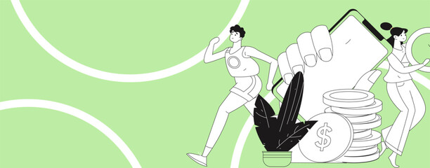 Internet financial management investment flat vector concept operation hand drawn illustration
