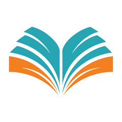 Abstract Book Logo Design Teal Orange White Background