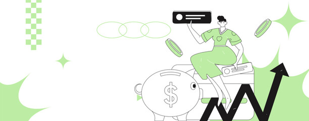 Internet financial management investment flat vector concept operation hand drawn illustration
