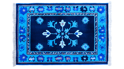 Obraz premium Top view modern geometric patterned carpet isolated on white background 