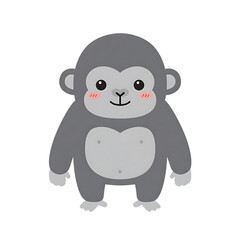 Fototapeta premium Adorable baby gorilla cartoon simple grey design cute primate illustration on transparent background
