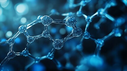 Abstract blue molecular structure science background image 3d data cell atoms design future energy