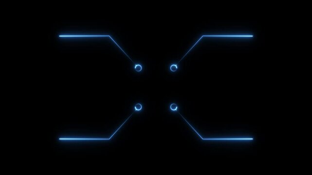 Four callout Hud elements Neon line animation Isolated on Black Background