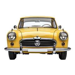 Classic yellow vintage car front view studio shot