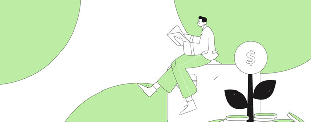 Internet financial management investment flat vector concept operation hand drawn illustration
