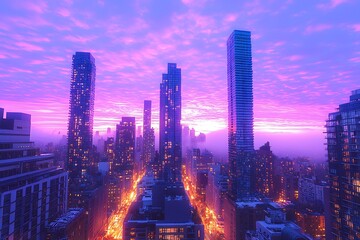 Obraz premium NYC Skyline Sunrise Fog