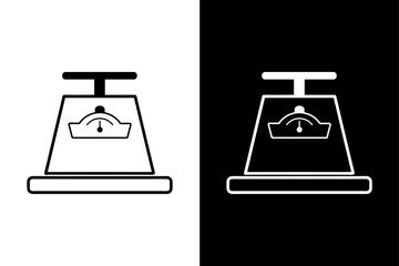 Black & White Weighing Scale Line Icon Silhouette Design for Download.