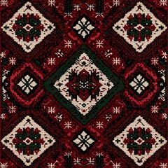 Swiss Alpine Textile with Folk Inspired Floral Pattern Design