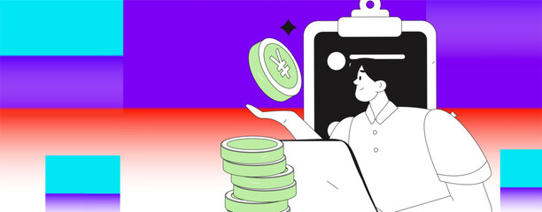 Internet financial management investment flat vector concept operation hand drawn illustration
