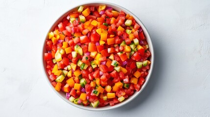 Colorful diced vegetable salad in a bowl
