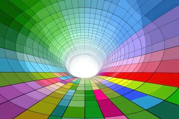 Abstract Colorful Tunnel of Light and Geometric Patterns