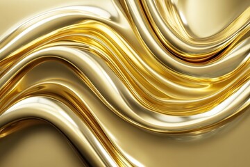 Abstract Golden Waves Shiny Metallic Texture Background