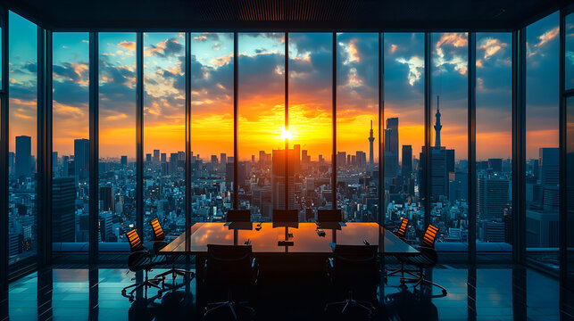 sunset in the city