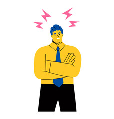 Angry annoyed business man. Flat vector illustration isolated on white background