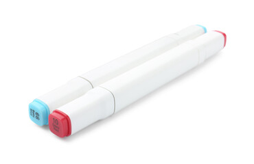 Two double-sided marker pens on white background