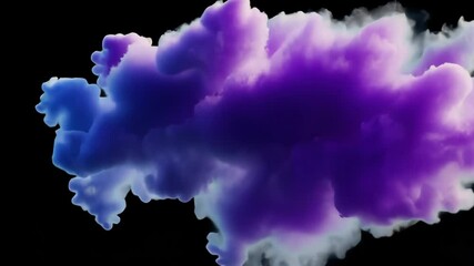 Vibrant abstract purple cloud animated overlay, transparent 4K video, alpha channel, ProRes 4444