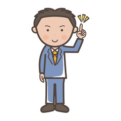 ポイントを説明する若手男性ビジネスマンの全身イラスト