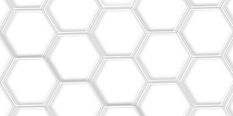 Abstract geometric technology 3d white light structure technology out line hexagon polygonal honeycomb luxury pattern vector background.	