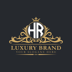 Luxury letter logo with crown initial monogram calligraphic.
