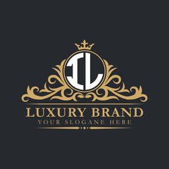 Luxury letter logo with crown initial monogram calligraphic.
