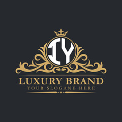Luxury letter logo with crown initial monogram calligraphic.

