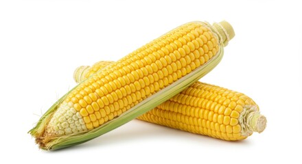 Fresh sweet corn isolated on white
