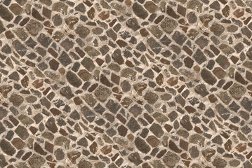Cobblestone pavement texture background. Top view of stone road, Ultra high