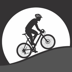 man riding a bicycle silhouette, on a white background vector