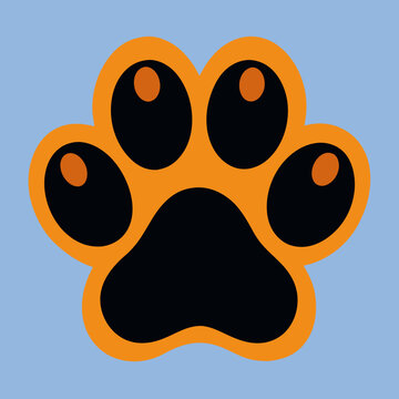 recommend clip art: Single dog paw print vector silhouette illustration design on white background.