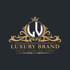 Luxury letter logo with crown initial monogram calligraphic.
