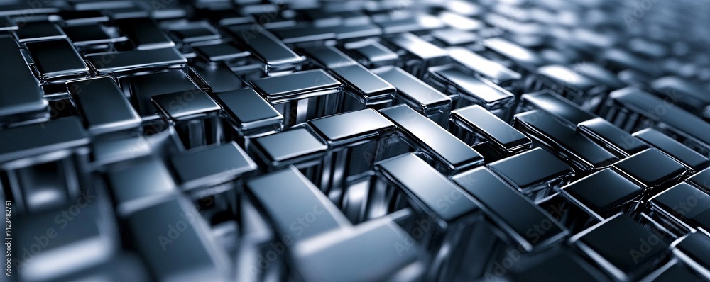 Aufkleber Abstract background of shiny metallic rectangles forming a complex structure