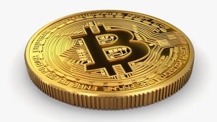 Bitcoin gold coin with circuit design on front.