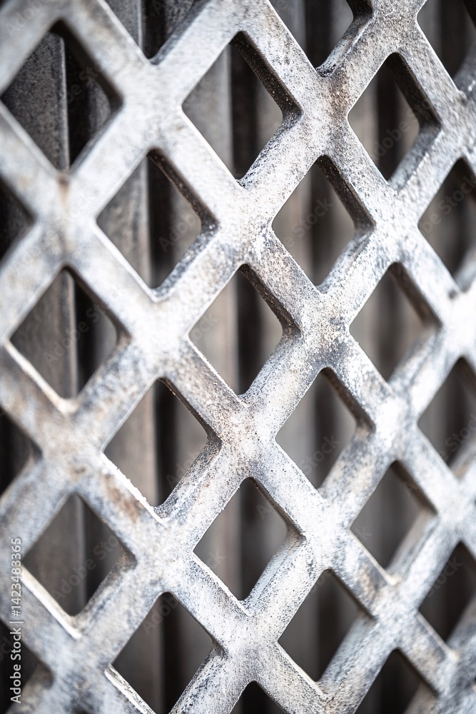 Aufkleber Close-up of metal grate showing repeating diamond pattern