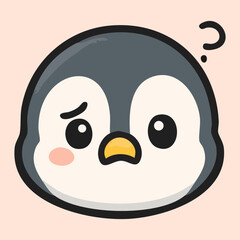 Confused baby penguin with puzzled expression and question mark