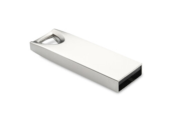 One modern flash drive isolated on white