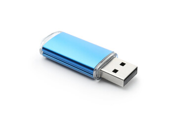 One modern flash drive isolated on white