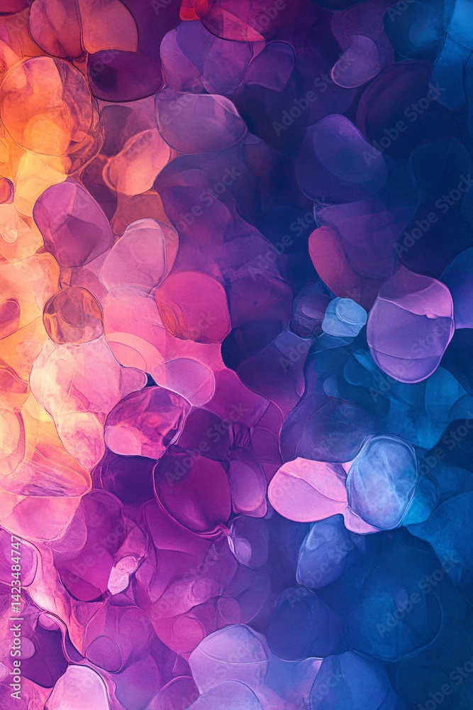 Poster abstract painting with colorful ink flowing and mixing together
