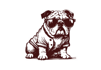 Bulldog Hand Drawn Illustration Sketch Vector Isolated by AZ for Graphic Arts Design and Decoration Asset