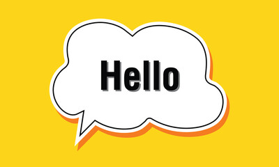 Hello welcome tag. Chat speech bubbles set. Hi invitation offer. Formal greetings message. Hello talk speech message. Talk box infographics. Vector .