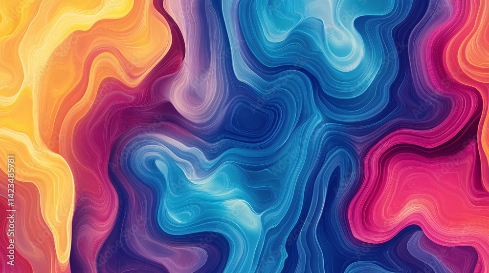 Poster colorful abstract background with wavy lines flowing