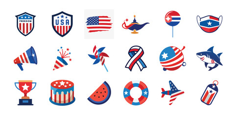 4th of July, American Independence day graphic elements set
