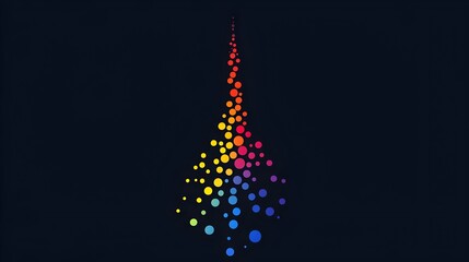 Obraz premium Colorful abstract flame of gradient circles on a dark background. Concepts: Data, creativity, transformation, abstract art, digital energy, innovation, progress, motion, tech, minimalism.