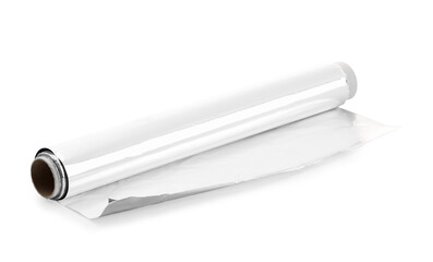 Roll of aluminum foil isolated on white