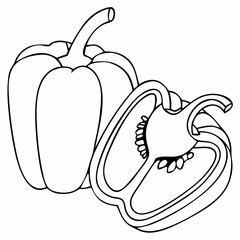 vector illustration of a chili pepper and sweet pepper